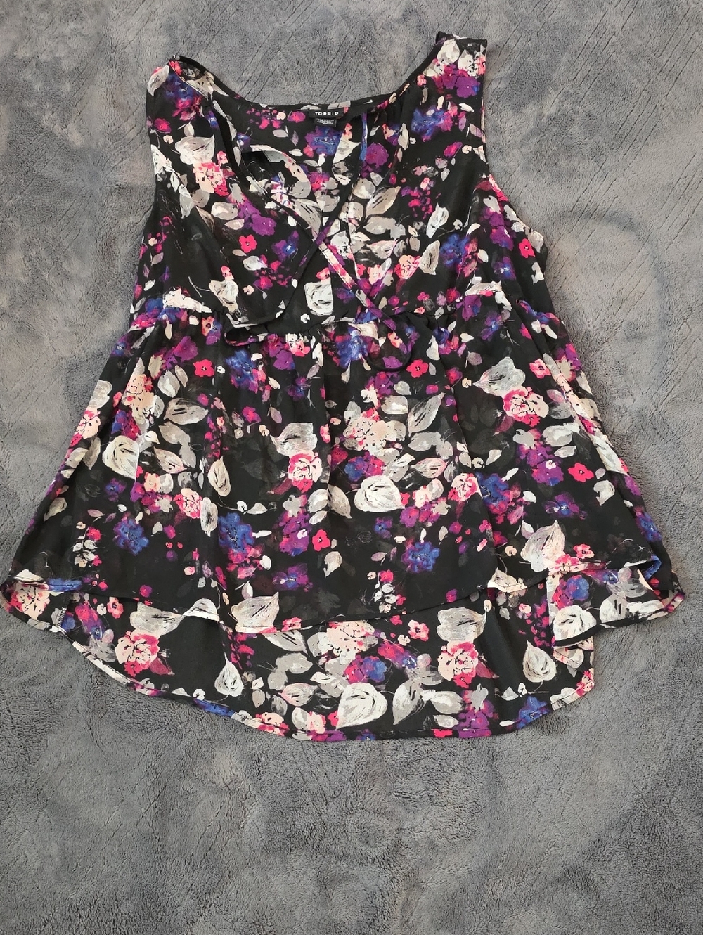 torrid Black Floral Crisscross Tank Top